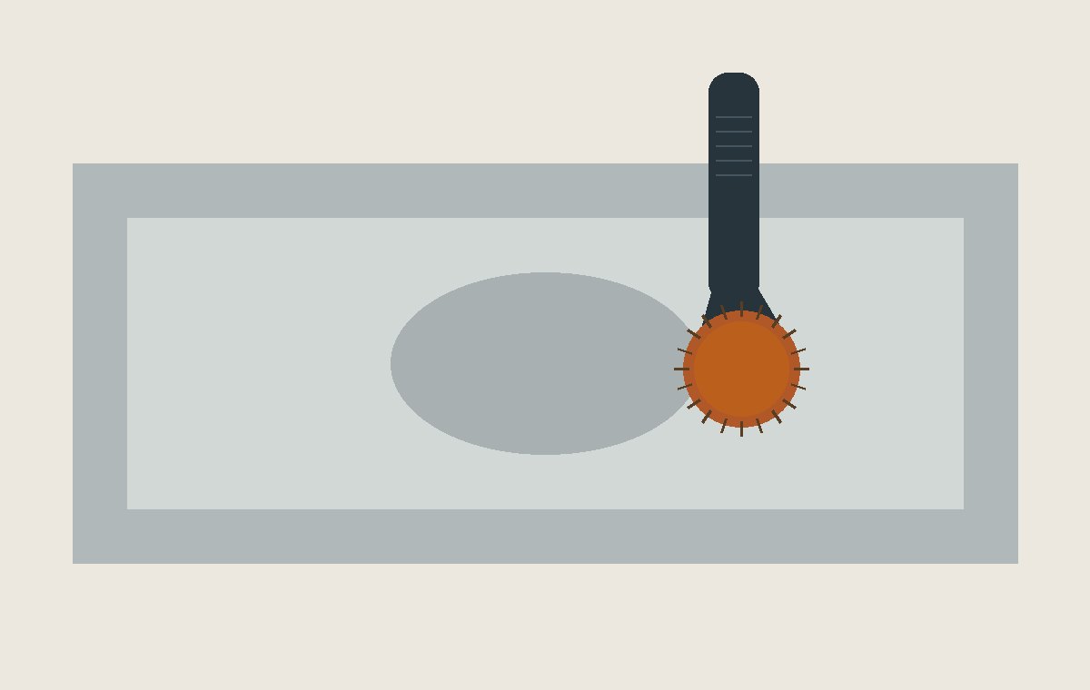 Illustration of a spin scrubber near a kitchen sink basin